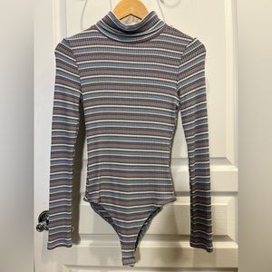Striped Turtle Neck Bodysuit